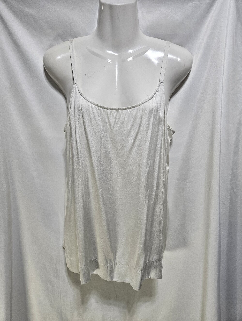 Eileen Fisher White Silk-Blend Spaghetti Strap Camisole